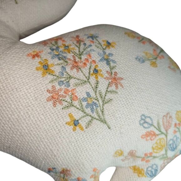Vintage Enchanted Embroidered Floral Cottagecore Bunny Plush Pillow - Picture 5 of 5